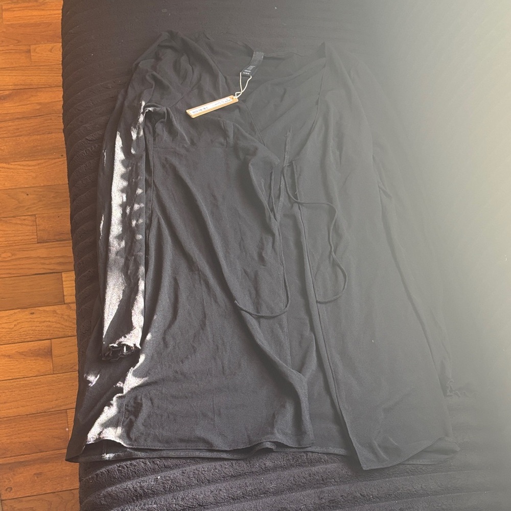 Skims Summer Mesh Open Front Long Sleeve Top • NWT • Never Worn • XL • Onyx